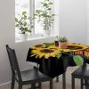 ZOE GARDEN Square Tablecloth Waterproof & Stainproof Tablecloths, Yellow Sunflower Washable Polyester Table Cloth Wrinkle-Free Fabric Table Cover for Dining/Party/Wedding Realism Art Black Backdrop view 3