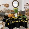 ZOE GARDEN Square Tablecloth Waterproof & Stainproof Tablecloths, Spring Sunflower Black Washable Polyester Table Cloth Wrinkle-Free Fabric Table Cover for Dining/Party/Wedding You are My Sunshine view 4