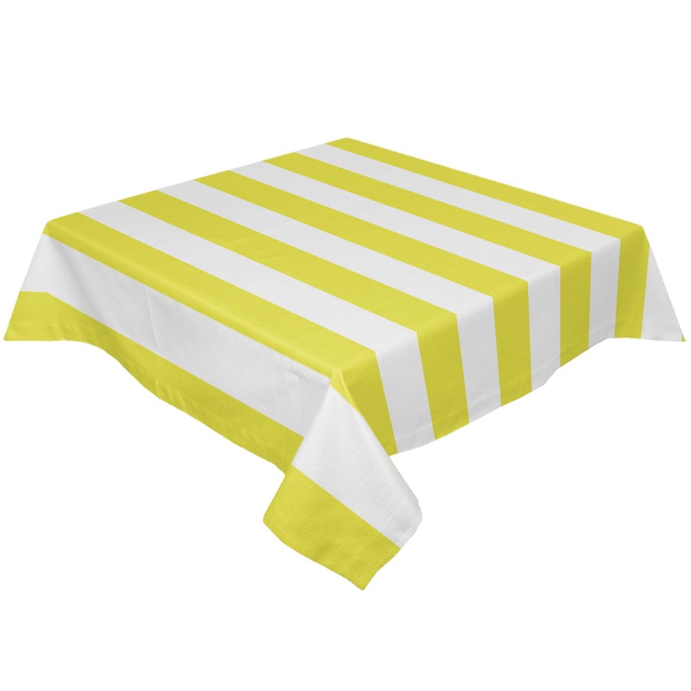 ZOE GARDEN Square Tablecloth Waterproof & Stainproof Tablecloths, Yellow Abstract Stripe Washable Polyester Table Cloth Wrinkle-Free Fabric Table Cover for Dining/Party/Wedding Geometric