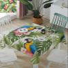 ZOE GARDEN Square Tablecloth Waterproof & Stainproof Tablecloths, Colorful Animal Parrot Washable Polyester Table Cloth Wrinkle-Free Fabric Table Cover for Dining/Party/Wedding Green Tropical Plant view 1