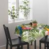 ZOE GARDEN Square Tablecloth Waterproof & Stainproof Tablecloths, Colorful Animal Parrot Washable Polyester Table Cloth Wrinkle-Free Fabric Table Cover for Dining/Party/Wedding Green Tropical Plant view 3