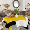 Square Tablecloth Waterproof & Stainproof Tablecloths,Yellow and Black Modern Color Block Washable Table Cloth Wrinkle-Free Fabric Table Cover for Dining/Party Geometric Gray White Patckwork Plaid view 4