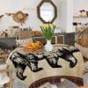 ZOE GARDEN Square Tablecloth Waterproof & Stainproof Tablecloths, Tree Animall Bear Washable Polyester Table Cloth Wrinkle-Free Fabric Table Cover for Dining/Party/Wedding Retro Brown Sihouette view 4