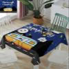 ZOE GARDEN Square Tablecloth Waterproof & Stainproof Tablecloths, Blue Cartoon Camper Car Washable Polyester Table Cloth Wrinkle-Free Fabric Table Cover for Dining/Party/Wedding Happy Camping view 1