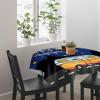 ZOE GARDEN Square Tablecloth Waterproof & Stainproof Tablecloths, Blue Cartoon Camper Car Washable Polyester Table Cloth Wrinkle-Free Fabric Table Cover for Dining/Party/Wedding Happy Camping view 3