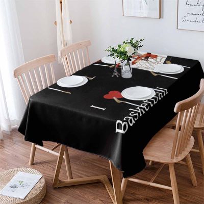 ZOE GARDEN Rectangle Tablecloth Waterproof & Stainproof Tablecloths, Basketball Sport Washable Polyester Table Cloth Wrinkle-Free Fabric Table Cover for Dining/Party/Wedding Black