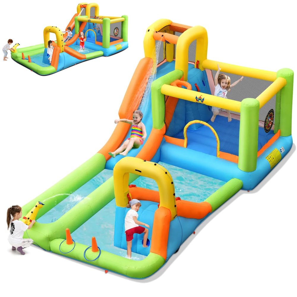 HONEY JOY Giant Inflatable Bounce House & Water Park - 8 in 1 Fun for Kids and Adults - Climbing, Slides, Splash Pool - Backyard Outdoors
