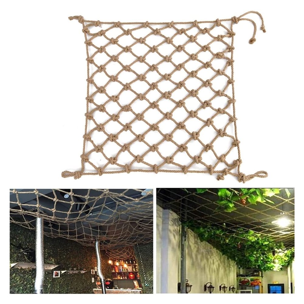 Children Safety Netting Stair Railing Protective Net Heavy Duty Truck Cargo Trailer Net Wall Partition Retro Decorative Ceiling Grid Treehouse Swing Rope Net (Size : 1 * 4m(3 * 13ft))