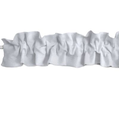 Zen Creative Designs Faux Dupioni Silk Sleeve Topper Window Valance Top Bottom Ruffle Home Dcor Bedroom Nursery Kitchen Window (144" Wide x 9" Tall, White)