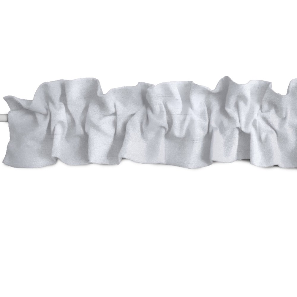 Zen Creative Designs Faux Dupioni Silk Sleeve Topper Window Valance Top Bottom Ruffle Home Dcor Bedroom Nursery Kitchen Window (144" Wide x 9" Tall, White)