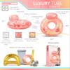 POZA Rose Gold Inflatable Luxury Tube With Back Rest - Big Luxurious Lounger Pool Float Tube Filled with Sparkle Confetti, Built in Phone Holder, Cup Holders, and Handles, Premium Thick Ring - 42 Inch view 3