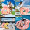 POZA Rose Gold Inflatable Luxury Tube With Back Rest - Big Luxurious Lounger Pool Float Tube Filled with Sparkle Confetti, Built in Phone Holder, Cup Holders, and Handles, Premium Thick Ring - 42 Inch view 4