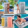 POZA Large Inflatable Pool Lounger Air Mattress - Big and Stylish Confetti-Filled Pool Lounger Float, Thick Blow Up Pool Mat with Built-in Headrest, Phone Holder, and Cup Holders - 76x32 inch - Silver view 4