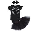 Tcombo Lightning Bolts - David Rose Sweater Parody Baby Bodysuit + Tutu Skirt + Bow Headband Set (Black Bodysuit/Black Tutu, 12 Months) view 1