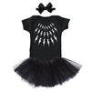 Tcombo Lightning Bolts - David Rose Sweater Parody Baby Bodysuit + Tutu Skirt + Bow Headband Set (Black Bodysuit/Black Tutu, 12 Months) view 2