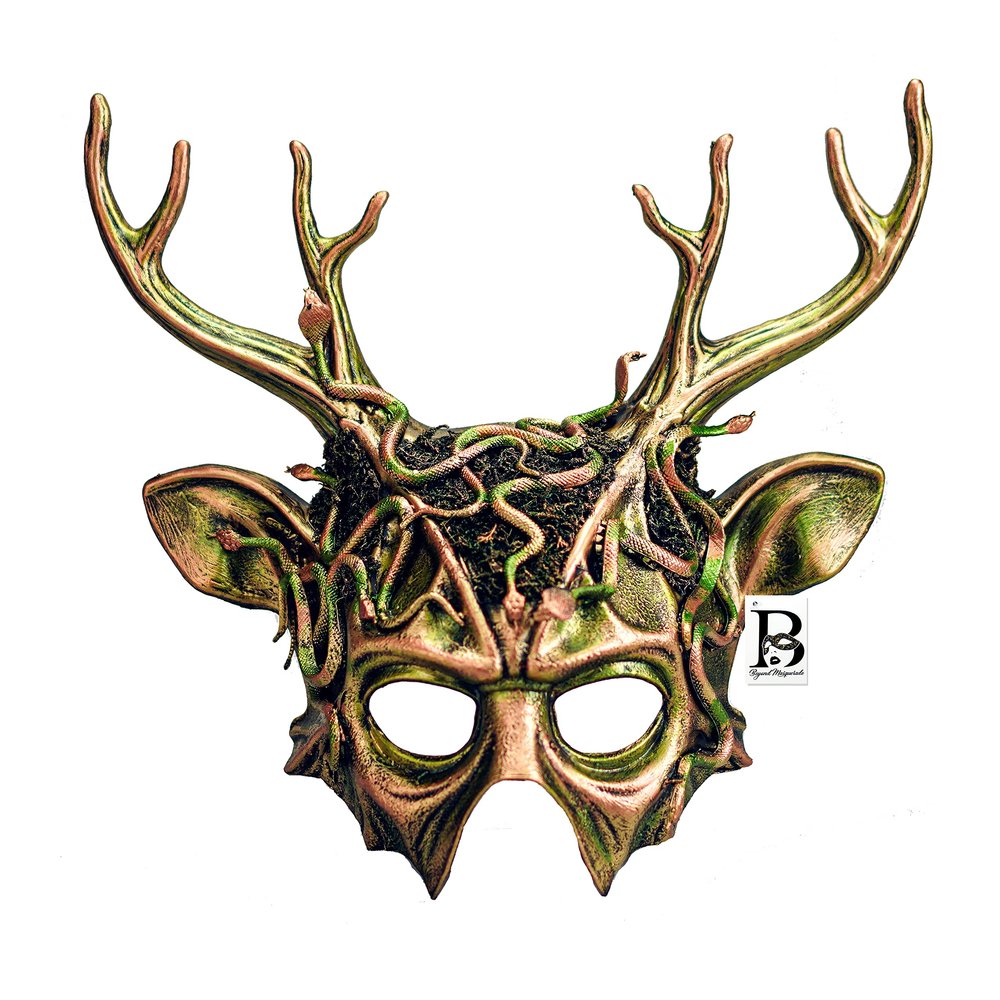 Medusa Costume Horns Animal Elk Ram Horns Masquerade Mask Snake Costume VIP Party Mask Halloween Cosplay Goblin Voodoo