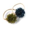 My Lello Baby Girl Rounded Petal Chiffon Flower Nylon Elastic Headbands Set 2pcs - Small - Moss Green/Teal view 1