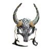 Magical Ram Skull Horns Headpiece Headdress Masquerade Mask Devil Fairy Horns Headband Party Mask Halloween Cosplay Voodoo Fairy Head Wear (Silver) view 1