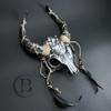Magical Ram Skull Horns Headpiece Headdress Masquerade Mask Devil Fairy Horns Headband Party Mask Halloween Cosplay Voodoo Fairy Head Wear (Silver) view 2