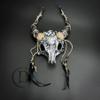 Magical Ram Skull Horns Headpiece Headdress Masquerade Mask Devil Fairy Horns Headband Party Mask Halloween Cosplay Voodoo Fairy Head Wear (Silver) view 3