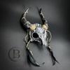 Magical Ram Skull Horns Headpiece Headdress Masquerade Mask Devil Fairy Horns Headband Party Mask Halloween Cosplay Voodoo Fairy Head Wear (Silver) view 4