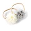 My Lello Baby Girl Rounded Petal Chiffon Flower Nylon Elastic Headbands Set 2pcs - Small - Ivory/Gray view 1