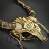 Magical Ram Skull Horns Headpiece Headdress Masquerade Mask Devil Fairy Horns Headband Party Mask Halloween Cosplay Voodoo Fairy Head Wear (Gold) view 2