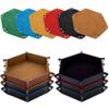 SIQUK 6 Pieces Dice Tray Hexagon Dice Rolling Holder Folding PU Leather Dice Trays for Dice Games Like RPG, DND and Other Table Games(Camel, Black, Red, Yellow, Blue, Green) view 1