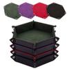 SIQUK 4 Pieces Dice Tray Hexagon Dice Roller Tray Folding PU Leather Dice Trays for Dice Games Like RPG, DND and Other Table Games(Dark Green, Violet, Red, Black) view 1