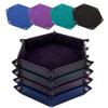 SIQUK 4 Pieces Dice Tray Portable Dice Trays Hexagon Dice Roller Tray PU Leather Rolling Dice Trays for Dice Games Like RPG, DND and Other Table Games (Black, Cyan, Violet, Royal Blue) view 1