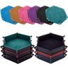 SIQUK 6 Pieces Dice Tray Hexagon Dice Rolling Holder Folding PU Leather Dice Trays for Dice Games Like RPG, DND and Other Table Games(Cyan, Black, Violet, Pink, Camel, Sky Blue) view 1