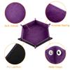 SIQUK 6 Pieces Dice Tray Hexagon Dice Rolling Holder Folding PU Leather Dice Trays for Dice Games Like RPG, DND and Other Table Games(Cyan, Black, Violet, Pink, Camel, Sky Blue) view 3