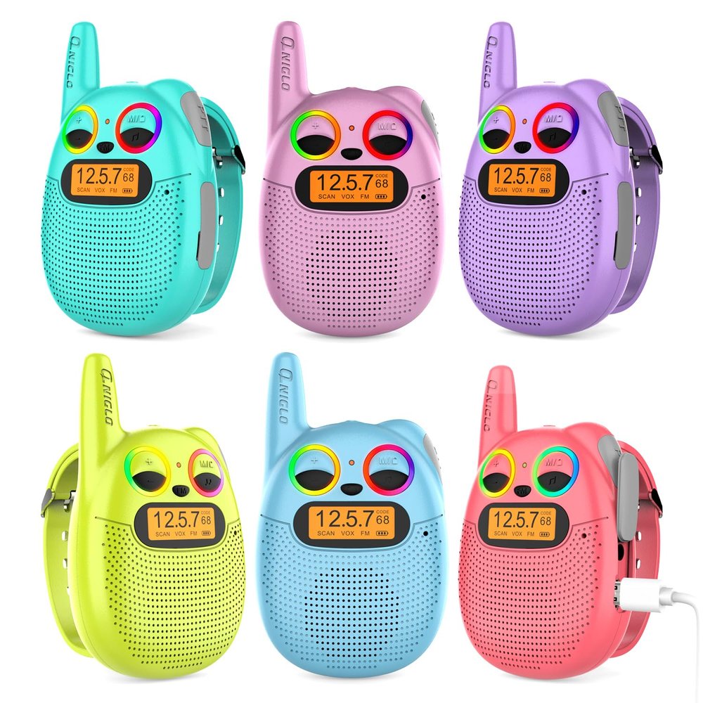 Qniglo Walkie Talkies for Kids Rechargeable, 3-14 Year Old Girls,Boys Gifts,Kids Walky Talky with FM for Outdoor Camping Games,Christmas Birthday Gift for 5 - 10 Year Old Teens Toddlers
