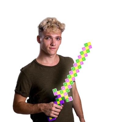 blinkee LED Pixelated Mardi Gras Warrior Toy Sword Purple Green Gold