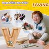 Custom Wooden Piggy Bank, CCHKFEI Coin jar Personalized Piggy Bank Creative 26 Letter DIY Storage Jar Kids Alphabet Coin Bank Birthday Gift Home Decoration Souvenir (V) view 4