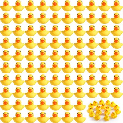 Teling 200 Pcs Mini Rubber Ducks in Bulk Yellow Small Rubber Ducks Bulk Tiny Squeak Duckies for Birthday Party Favor Gift(1.57 x 1.57 x 1.18 Inch)