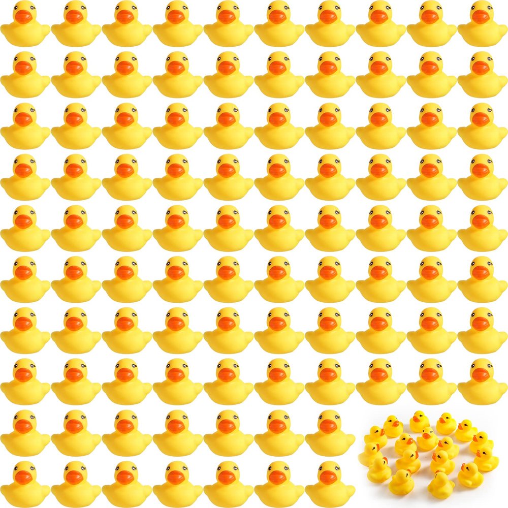 Teling 200 Pcs Mini Rubber Ducks in Bulk Yellow Small Rubber Ducks Bulk Tiny Squeak Duckies for Birthday Party Favor Gift(1.57 x 1.57 x 1.18 Inch)