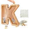 Custom Wooden Piggy Banks, CCHKFEI Coin jar Personalized Piggy Bank Creative 26 Letter DIY Storage Jar Kids Alphabet Coin Bank Savings Piggy Bank Birthday Gift Home Decoration Souvenir (K) view 1