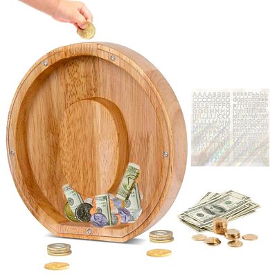 Custom Wooden Piggy Banks, CCHKFEI Coin jar Personalized Piggy Bank Creative 26 Letter DIY Storage Jar Kids Alphabet Coin Bank Savings Piggy Bank Birthday Gift Home Decoration SouvenirO