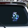 Vesvory 2pcs Cute Baby on Board Sticker Baby on Board Warning Signs Safety 1st Baby on Board Sign Baby on Board Feet Sticker for Cars Baby in Car Stickers Kids On Board Car Sticker (Rainbow Blue) view 1
