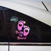 Vesvory 2pcs Cute Baby on Board Sticker Baby on Board Warning Signs Safety 1st Baby on Board Sign Baby on Board Feet Sticker for Cars Baby in Car Stickers Kids On Board Car Sticker (Rainbow Blue) view 3