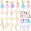 34 Pcs Make Your Own Princess Wand Kit 16 Unfinished Star Butterfly Crown Moon Fairy Wood Stick 6 Gem Stickers 4 Satin Ribbons 8 Mesh Decor for Princess Cosplay Party Accessories DIY Art Craft Making view 1