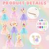 34 Pcs Make Your Own Princess Wand Kit 16 Unfinished Star Butterfly Crown Moon Fairy Wood Stick 6 Gem Stickers 4 Satin Ribbons 8 Mesh Decor for Princess Cosplay Party Accessories DIY Art Craft Making view 2
