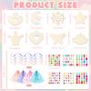 34 Pcs Make Your Own Princess Wand Kit 16 Unfinished Star Butterfly Crown Moon Fairy Wood Stick 6 Gem Stickers 4 Satin Ribbons 8 Mesh Decor for Princess Cosplay Party Accessories DIY Art Craft Making view 3