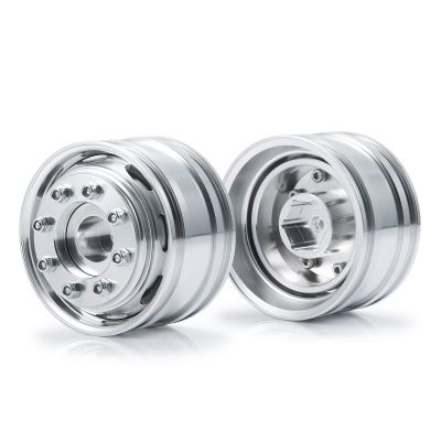 2pcs Metal Alloy Front Wheel Rims Hubs for 1/14th Tamiya Trailer Tractor Truck RC Car Upgrade Parts