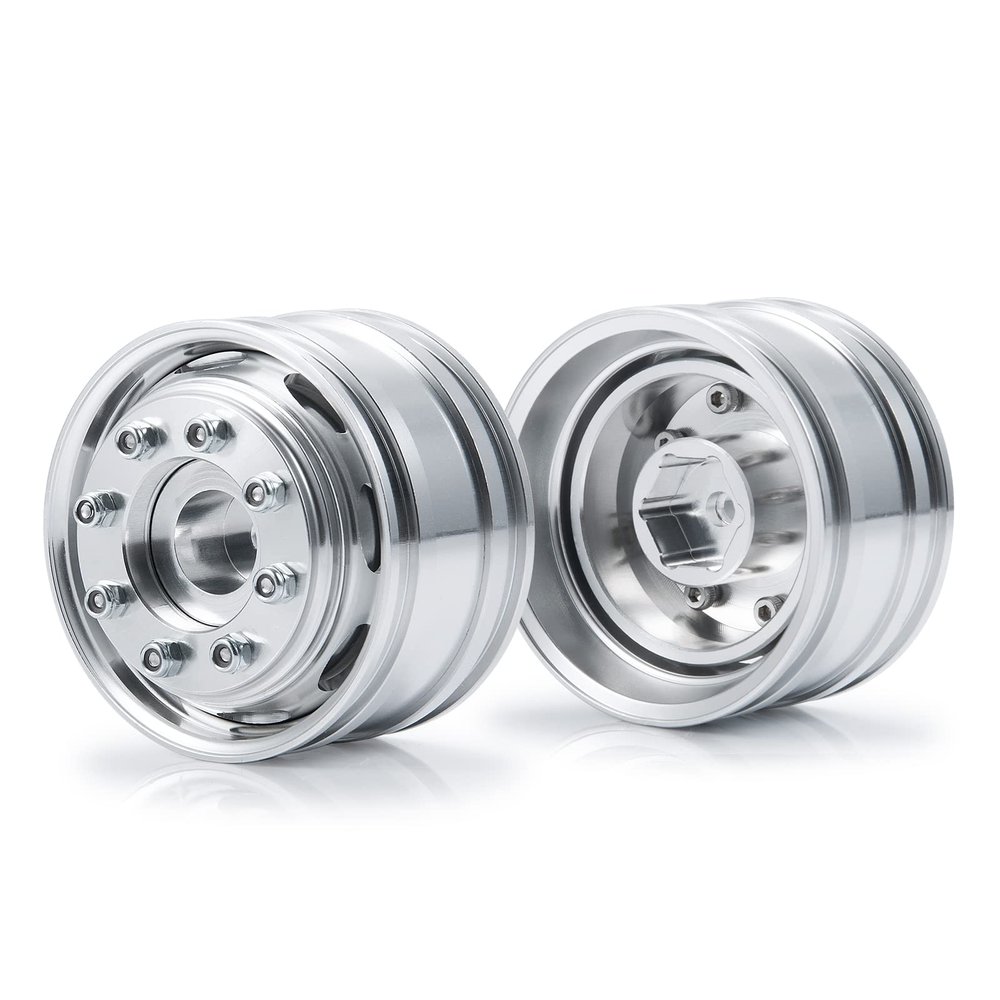 2pcs Metal Alloy Front Wheel Rims Hubs for 1/14th Tamiya Trailer Tractor Truck RC Car Upgrade Parts