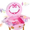 Portable Princess Vanity with Real Mirror, Toddler Makeup Vanity & Styling Tools, Lights and Sounds, Girls Toys Gifts for 3-12 Year Old Kids Birthday Gift view 2