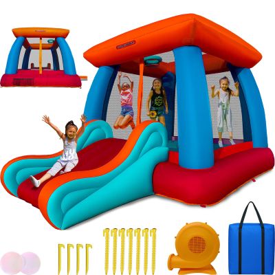 Sportspower My 1st Inflatable Bounce House with Slide & Hoop, Mesh Safety Netting, Double Stitched, ASTM Certified, on Included Blower