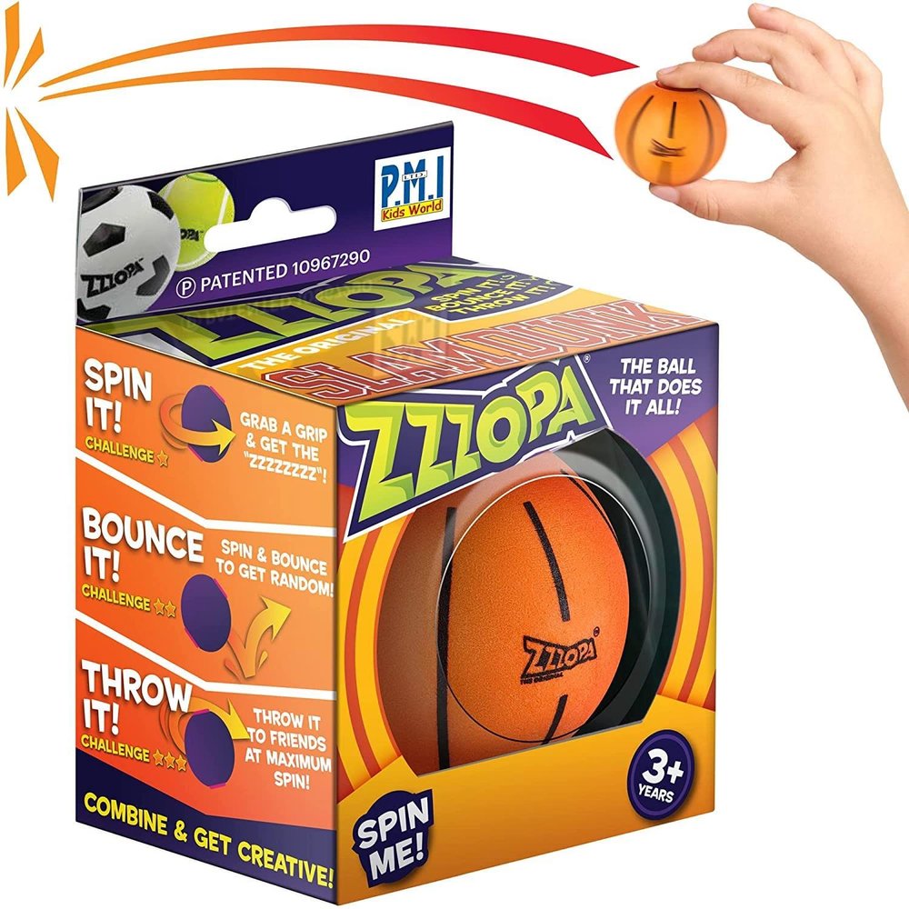 Original ZZZOPA Fidget Balls: SLAMDUNK Fidget Stress Ball from FUN Collection | Fidget Toys for Kids: Spin it, Bounce it, Throw it! | 1/20 Collectibles | 6 cm | Fidget Stress Ball Kids Toys by P.M.I.
