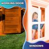 Sportspower Swing and Play Wooden Playhouse for Kids, Outdoor Backyard Playhouse with Swing, Picnic Bench, Working Door, Flower Boxes & Wooden Roof, Ages 38 view 3